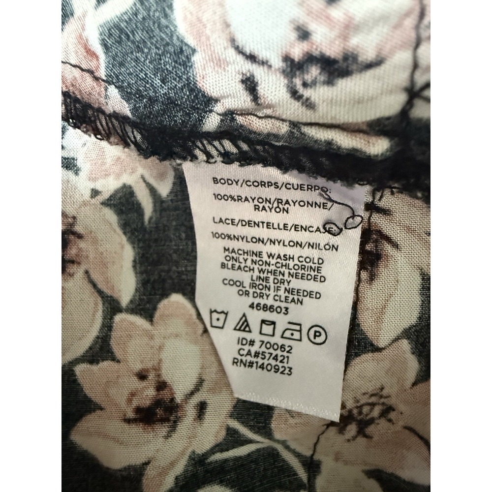 Medium Loft O dainty‎ Pink Black Floral Midi Dress Boho Cottage core Whimsigoth